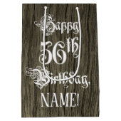 56e verjaardag: Fancy, Faux Wood Kijk + Aangepaste Medium Cadeauzakje (Achterkant)