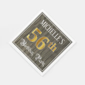 56e verjaardag — Faux Gold & Faux Wood Servet (Hoek)