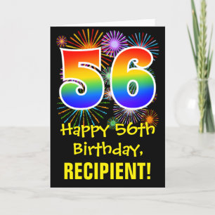 56e verjaardag: Fireworks Pattern + Rainbow 56 Kaart