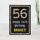 56e verjaardag: Floral Flowers Number, Custom Name Kaart (Voorkant)