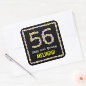 56e verjaardag: Floral Flowers Number, Custom Name Vierkante Sticker (Envelop)