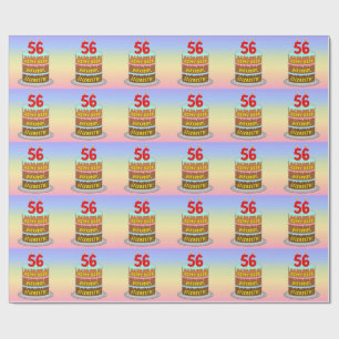 56e verjaardag: Fun Cake and Candles + Custom Name Cadeaupapier