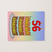 56e verjaardag: Fun Cake and Candles + Custom Name Legpuzzel (Horizontaal)