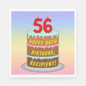 56e verjaardag: Fun Cake and Candles + Custom Name Servet (Voorkant)