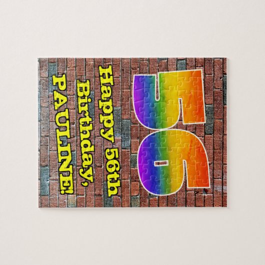 56e verjaardag: Fun Graffiti-geïnspireerde regenbo Legpuzzel (Horizontaal)