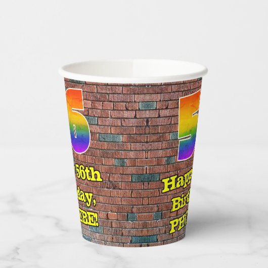 56e verjaardag: Fun Graffiti-geïnspireerde regenbo Papieren Bekers (Links)
