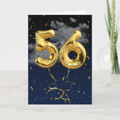 56e verjaardag Gold Mylar ballon en Confetti Card Kaart (Voorkant)
