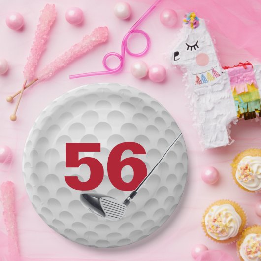56e verjaardag golfbal ontwerp papieren bordje (Feest)