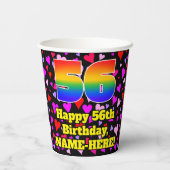 56e verjaardag: Het liefhebbende Kunstpatroon, Reg Papieren Bekers (Achterkant)