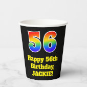 56e verjaardag: Kleurrijk, Leuk, Spannend, Regenbo Papieren Bekers (Voorkant)