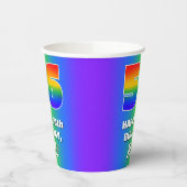 56e verjaardag: kleurrijk, vun regenboogpatroon #  papieren bekers (Links)