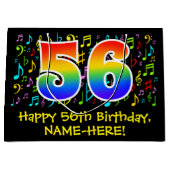 56e verjaardag - Kleurrijke muzieksymbolen, Rainbo Groot Cadeauzakje (Voorkant)