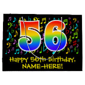56e verjaardag - Kleurrijke muzieksymbolen, Rainbo Groot Cadeauzakje (Achterkant)