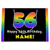 56e verjaardag: kleurrijke regenboog # 56, Naam va Groot Cadeauzakje (Voorkant)