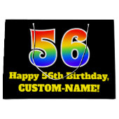 56e verjaardag ~ Leuk, Kleurrijk, Levendig, Regenb Groot Cadeauzakje (Voorkant)