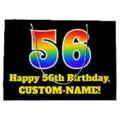 56e verjaardag ~ Leuk, Kleurrijk, Levendig, Regenb Groot Cadeauzakje (Achterkant)