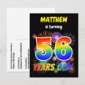 56e verjaardag - Leuk vuurwerk, Regenboog look "56 Briefkaart (Voorkant / Achterkant)