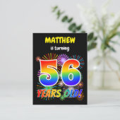 56e verjaardag - Leuk vuurwerk, Regenboog look "56 Briefkaart (Staand voorkant)
