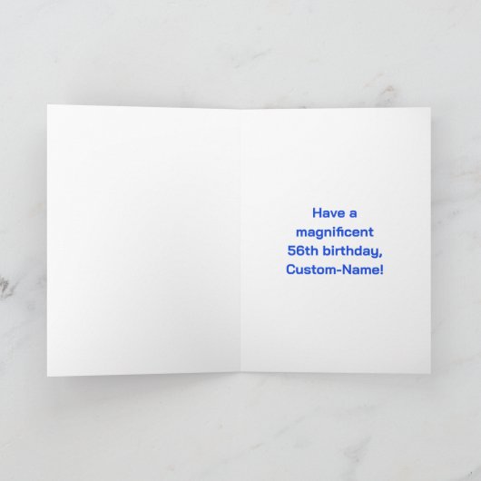 56e verjaardag: Leuke regenboog #, Aangepaste naam Kaart (Binnen)