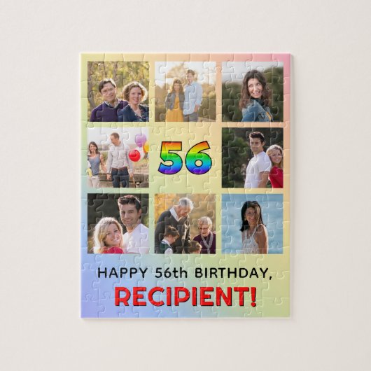 56e verjaardag: Leuke regenboog #, Aangepaste naam Legpuzzel (Verticaal)
