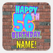 56e verjaardag - Leuke, stedelijke graffiti geïnsp Vierkante Sticker (Voorkant)