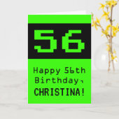 56e verjaardag: Nerdy / Geeky Style "56" en naam Kaart (Gele Bloem)