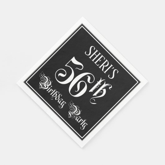 56e verjaardag Partij — Fancy Manuscript + de Naam Servet (Hoek)