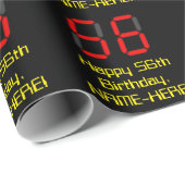 56e verjaardag: Red Digital Clock Style "56" + naa Cadeaupapier (Rol Hoek)