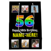 56e verjaardag: Regenboog "56", aangepaste foto's Medium Cadeauzakje (Achterkant)