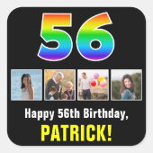 56e verjaardag: Regenboog "56"; Aangepaste foto's Vierkante Sticker (Voorkant)