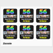 56e verjaardag: Regenboog "56"; Aangepaste foto's Vierkante Sticker (Vel)