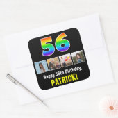 56e verjaardag: Regenboog "56"; Aangepaste foto's Vierkante Sticker (Envelop)