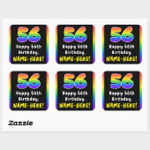 56e verjaardag: Regenboogspectrum # 56, Aangepaste Vierkante Sticker (Vel)