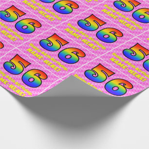 56e verjaardag: Roze strips en harten, regenboognr Cadeaupapier