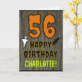 56e verjaardag: Spooky Halloween Thema, aangepaste Kaart (Gele Bloem)