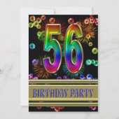 56e verjaardag Uitnodiging met bellen (Voorkant)