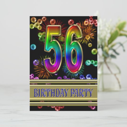 56e verjaardag Uitnodiging met bellen (Staand voorkant)