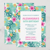 56e verjaardag uitnodigingen Hibiscus Hawaii Flora (Voorkant / Achterkant)