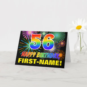 56e verjaardag: Vet, Plezier, Vuurwerk, Regenboog  Kaart