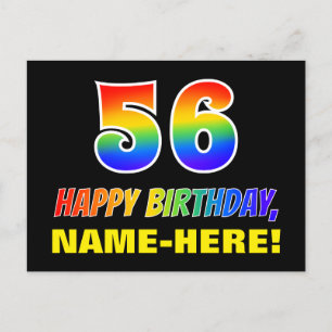 56e verjaardag: Vet, vun, eenvoudig, regenboog 56 Briefkaart