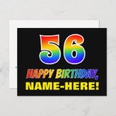 56e verjaardag: Vet, Vun, eenvoudig, regenboog 56 Briefkaart (Voorkant / Achterkant)