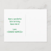 56e verjaardag: Vet, Vun, eenvoudig, regenboog 56 Briefkaart (Achterkant)