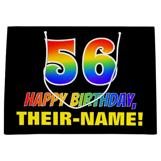 56e verjaardag: Vet, Vun, eenvoudig, regenboog 56 Groot Cadeauzakje (Voorkant)