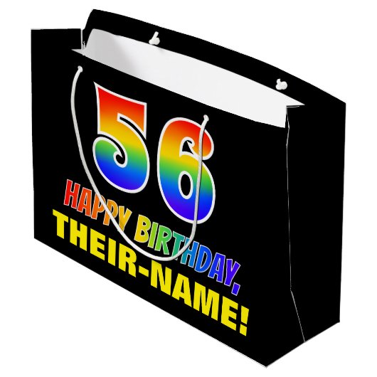 56e verjaardag: Vet, Vun, eenvoudig, regenboog 56 Groot Cadeauzakje (Achterkant Gekanteld)