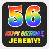 56e verjaardag: Vet, Vun, eenvoudig, regenboog 56 Vierkante Sticker (Voorkant)