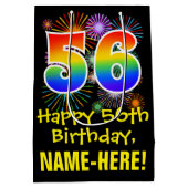 56e verjaardag: Vuurwapenpatroon en regenboog 56 Medium Cadeauzakje (Achterkant)