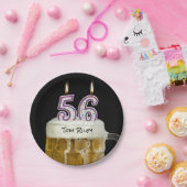 56e verjaardagsbier met kaars papieren bordje (Feest)