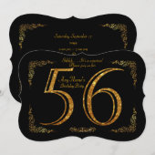 56e, Verjaardagsfeest 56e, grote Gatsby, zwart & g Kaart (Voorkant / Achterkant)