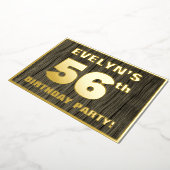 56e verjaardagsfeestje: Koutrelle, nep houtnerfpat Folie Uitnodiging (Gedraaid)