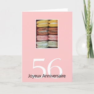 56ste Franse verjaardag Macaron-Joyeux Anniversair Kaart
